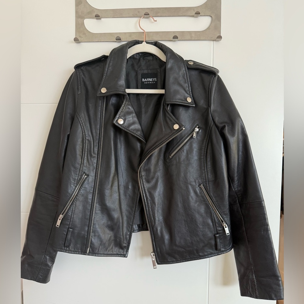 ✨For Sale: Barney’s Originals Black Leather Jacket - Size 12 (Fits Like Medium)